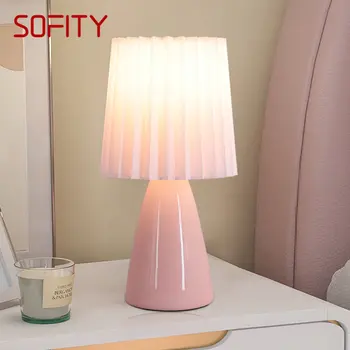 SOFITY Modern asztali Lámpa LED-es Kerámia Kreatív Rózsaszín asztali Lámpa Dekoráció Az Otthoni Nappali, Hálószoba Éjjeli