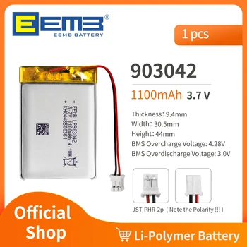 EEMB 903042 3,7 V Akkumulátor 1900mAh Újratölthető Lítium-Polimer Akkumulátor Dashcam,Elemlámpa,Bluetooth Hangszóró, GPS,Kamera